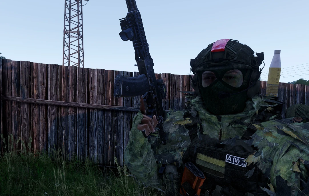 Panther Group operator in ghillie camo, in ARMA Reforger